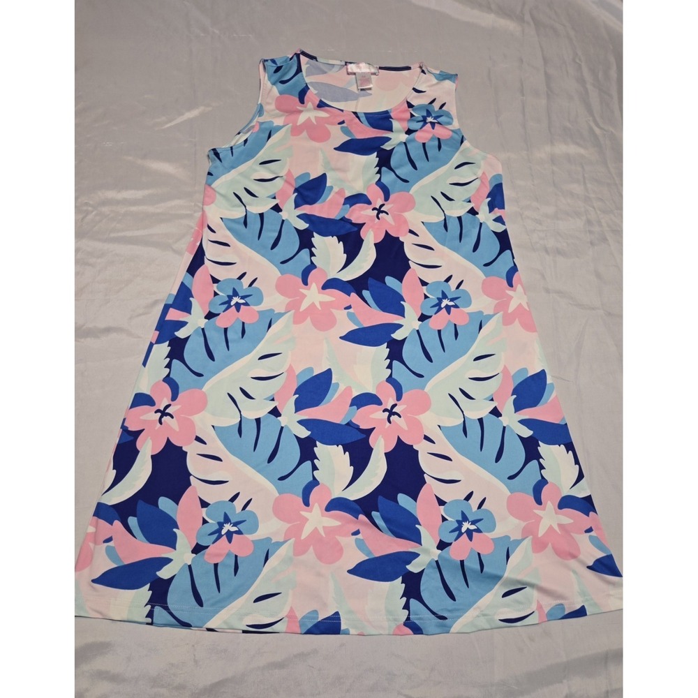 Stella Parker Collection Sleeveless Shift Dress Tropical Size Medium UPF Protect